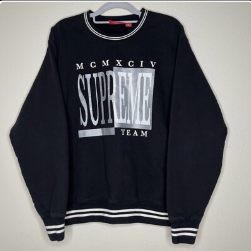 Supreme Black and White Crewneck Sweater - unisex
